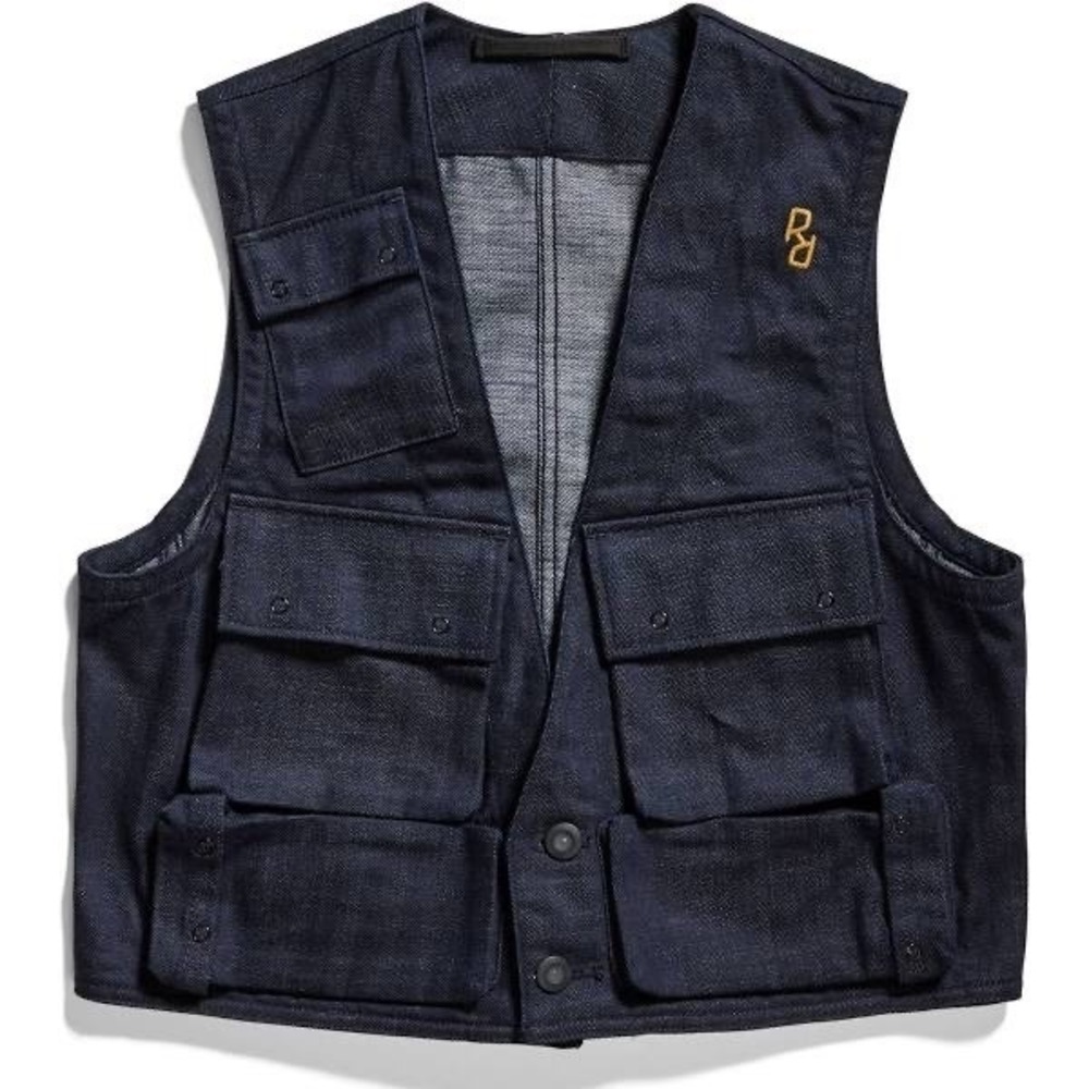 G Star Raw Research Indigo Dyed Denim Utility Vest Women‎ Size Medium MSRP $370